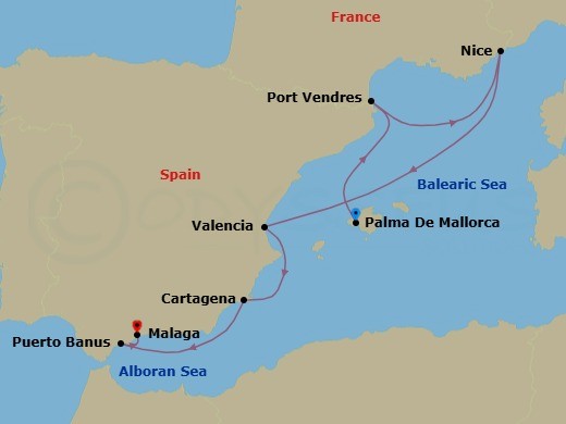 The Rivieras Featuring Sète And Valencia Route Map