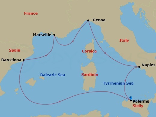 Mediterranean, 6 Nights Route Map