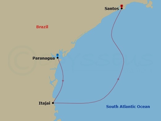 South America, 2 Nights Route Map