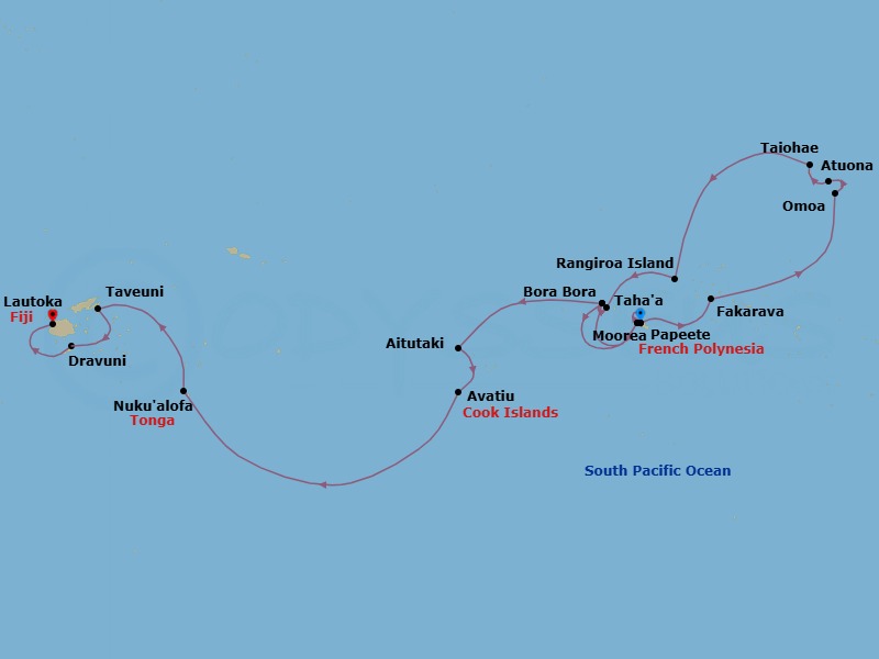 Star Collector: Polynesian Paradise & Fijian Shores Route Map