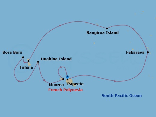 Tahiti & The Tuamotu Islands Route Map