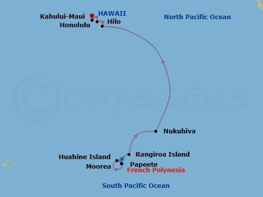 Papeete To Honolulu Route Map