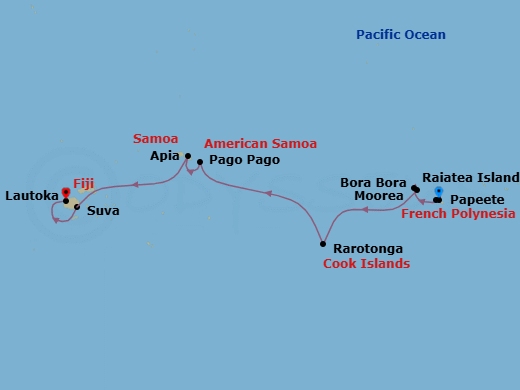 South Pacific Route Map