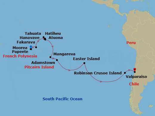 Papeete To Valparaiso Route Map