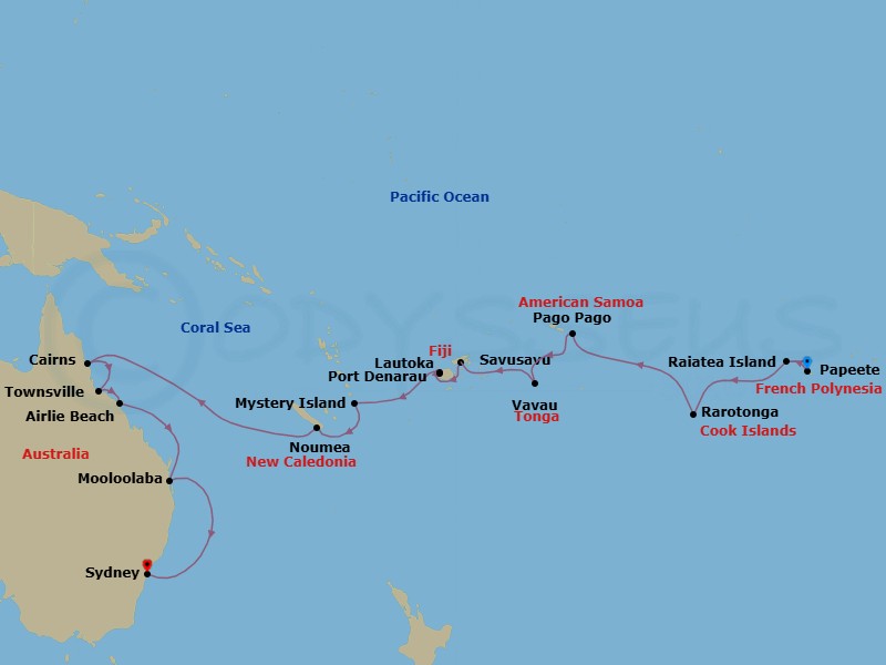 Dreaming Down Under Route Map