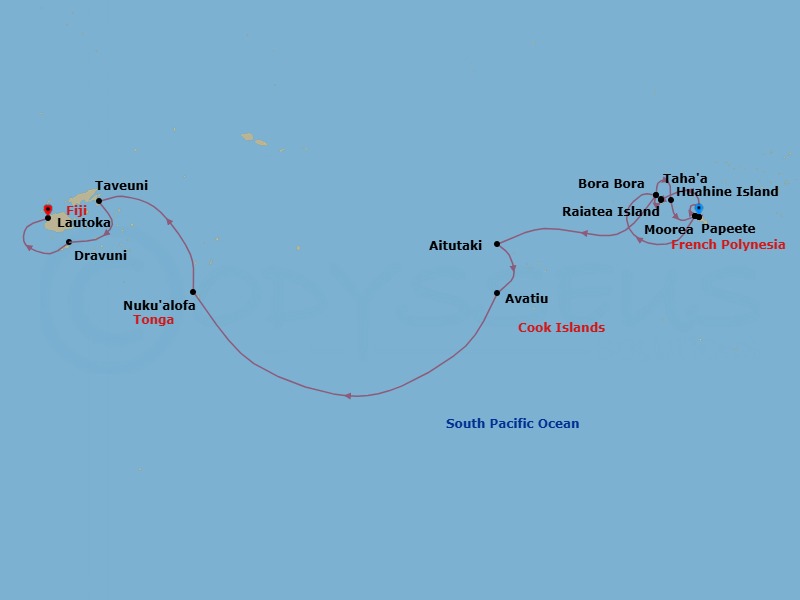 Star Collector: Legends Of The Pacific: French Polynesia, Tonga & Fiji Route Map