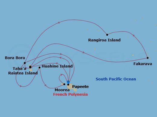 Star Collector: Extended Tahiti & Tuamotu Adventures Route Map