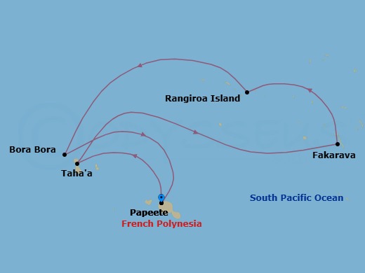Tantalizing Tuamotu Islands & Beautiful Bora Bora Route Map