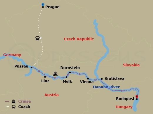 Danube Christmas Markets With Prague Route Map