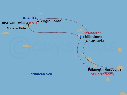 Beach Fun & Sun: A Remote Caribbean Getaway Route Map