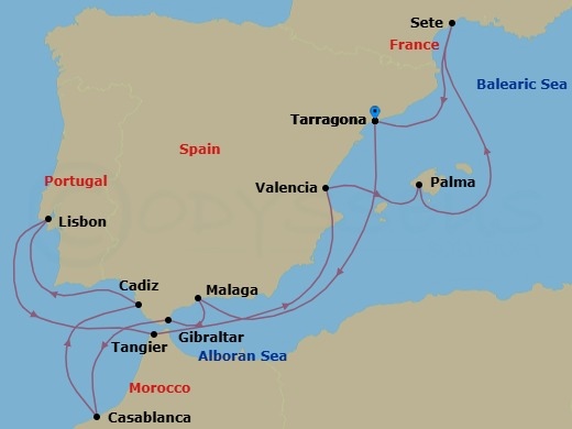 Mediterranean Odyssey (Tarragona – Tarragona) Route Map