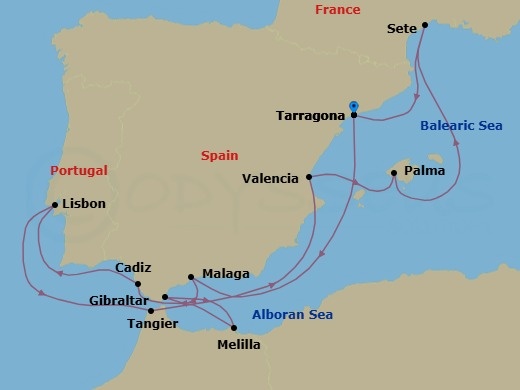 Mediterranean Odyssey – Featuring Melilla Route Map