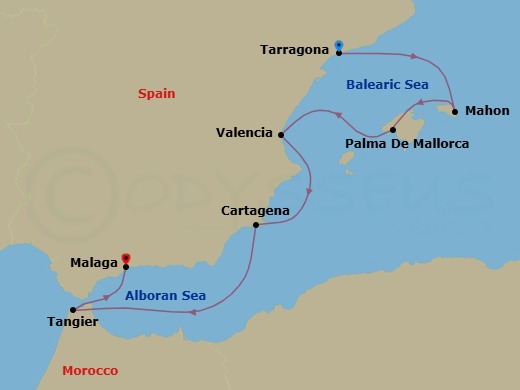 Treasures Of Southern Spain & Morocco Route Map