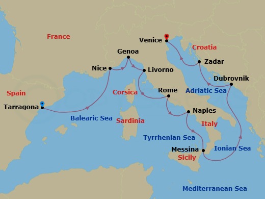 Star Collector: Winter In Europe's Rivieras & Croatia Route Map