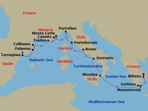 Star Collector: Riches Of The Rivieras, Romans, And Greeks Route Map