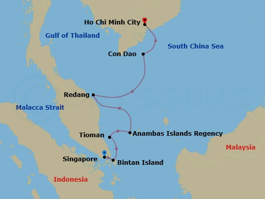 Singapore To Saigon: Coastal Gems Route Map