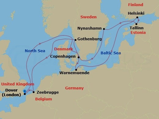 12-Day Scandinavia & Baltic Route Map