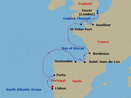 Dover To Lisbon Route Map