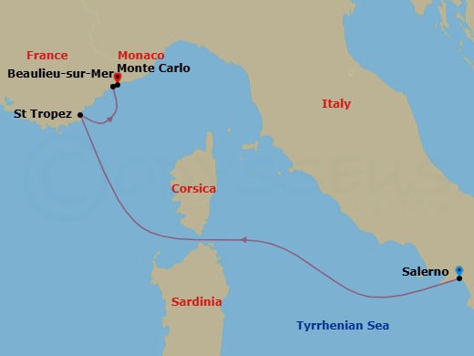 Salerno To Monte Carlo: The Côte D'azur Route Map