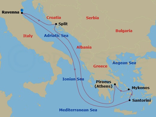 7 Night Greek Isles Cruise Route Map