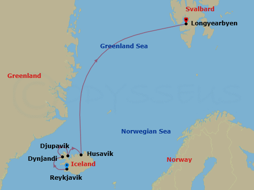 Reykjavik To Longyearbyen Route Map