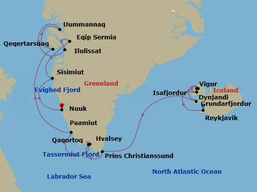 Reykjavik To Nuuk Route Map