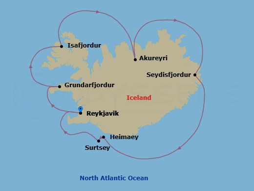 Around Iceland Route Map