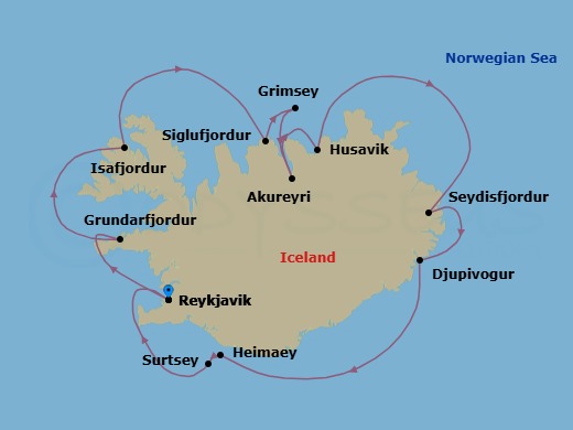 Reykjavík Roundtrip Route Map