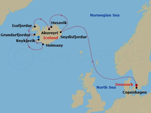 Iceland Intensive: Reykjavik, Akureyri & Seydisfjordur Route Map