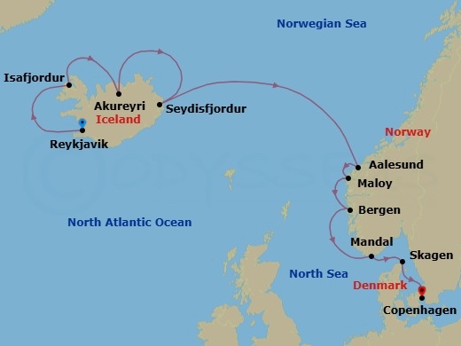 Fjords Of Fire & Frost Route Map