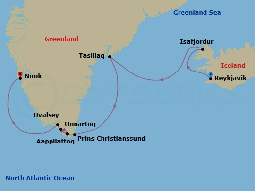 Reykjavík To Nuuk Route Map