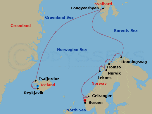 Iceland & Norway's Arctic Explorer Route Map