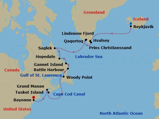 Reykjavik To Bayonne Route Map