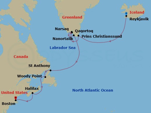 Greenland: North Atlantic Odyssey Route Map