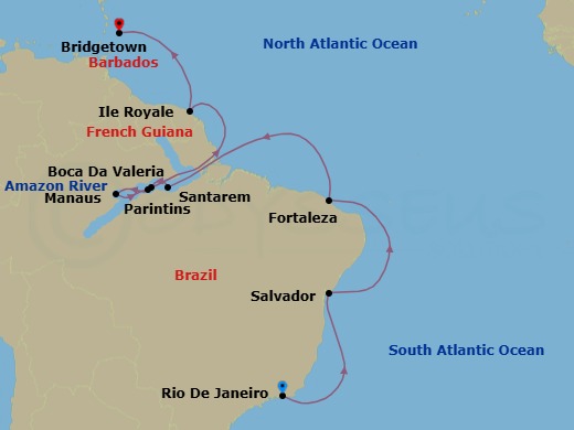 Rio De Janeiro To Bridgetown Route Map