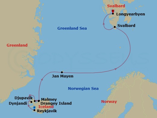 Reykjavík To Longyearbyen Route Map