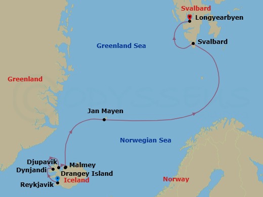 Reykjavík To Longyearbyen Route Map