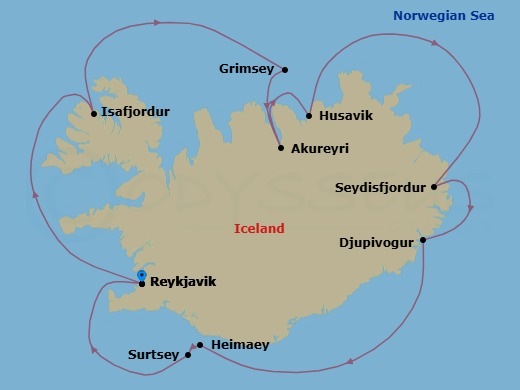 Reykjavík Roundtrip Route Map
