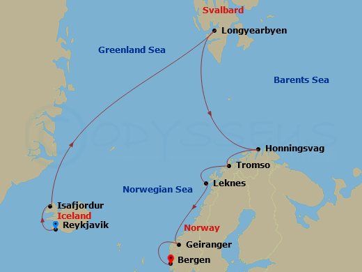 Iceland & Norway's Arctic Explorer Route Map