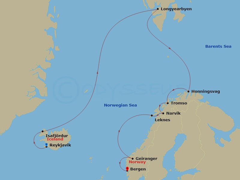 Iceland & Norway's Arctic Explorer Route Map