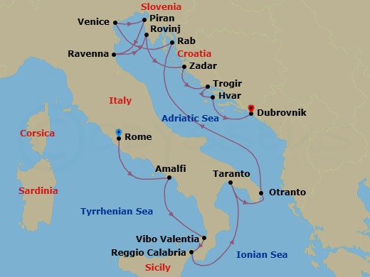 Star Collector: Summering In Southern Italy & Croatia Route Map
