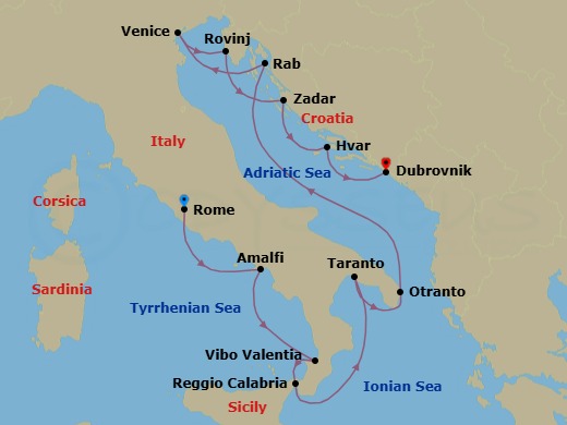 Star Collector: Captivating Coastlines Of Croatia & Italy Route Map