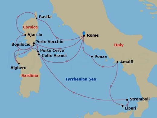 Star Collector: Corsica, Sardinia & Amalfi Memories Route Map