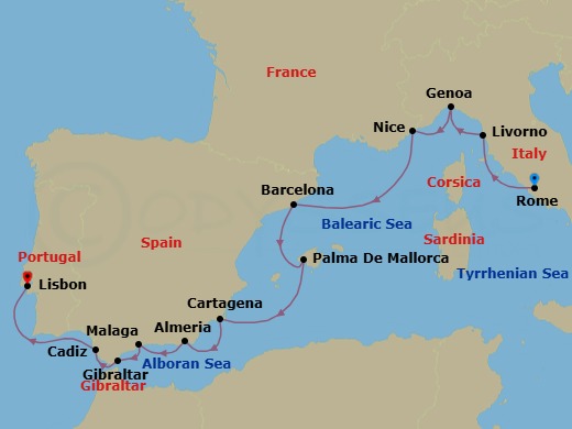 Star Collector: Iberian Charm, Italian Elegance & Riviera Nights Route Map