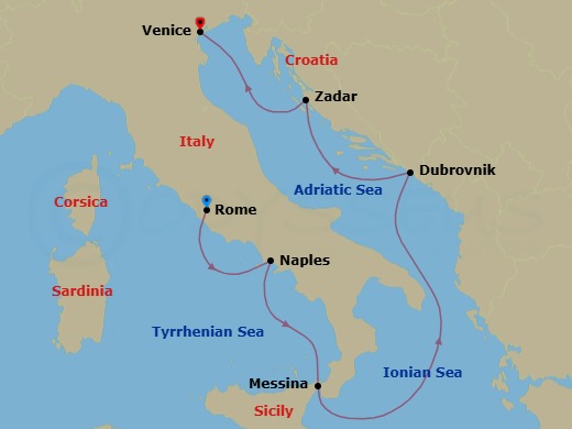 Winter Italy And The Dalmatian Coast Route Map