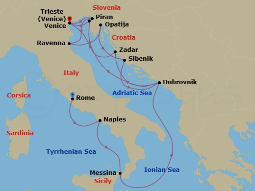 Star Collector: Adriatic Nights & Venetian Dreams Route Map
