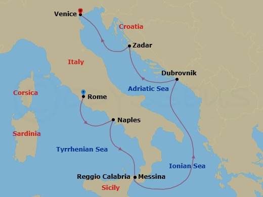Winter In Italy And The Dalmatian Coast Route Map