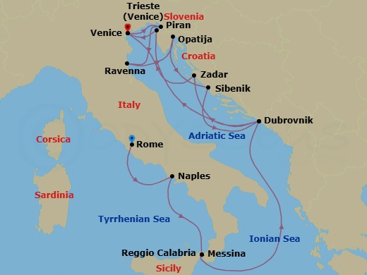 Star Collector: Adriatic Nights & Venetian Dreams Route Map