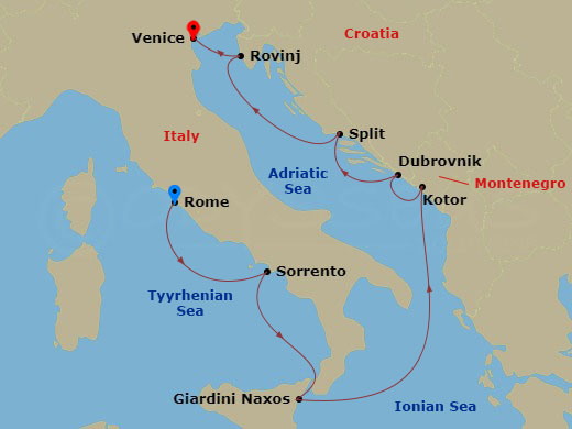 Classic Italy & Dalmatian Coast Route Map