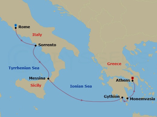 Enchanting Greece & The Amalfi Coast Route Map